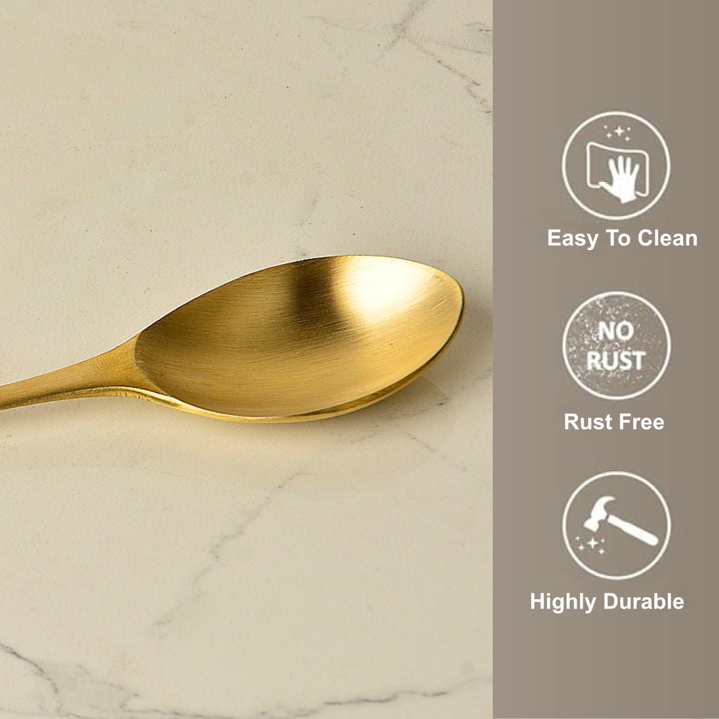 Premium Pure Brass Spoon for Eating ( Length - 6.4 inches, 70 gm, Matte Finish)