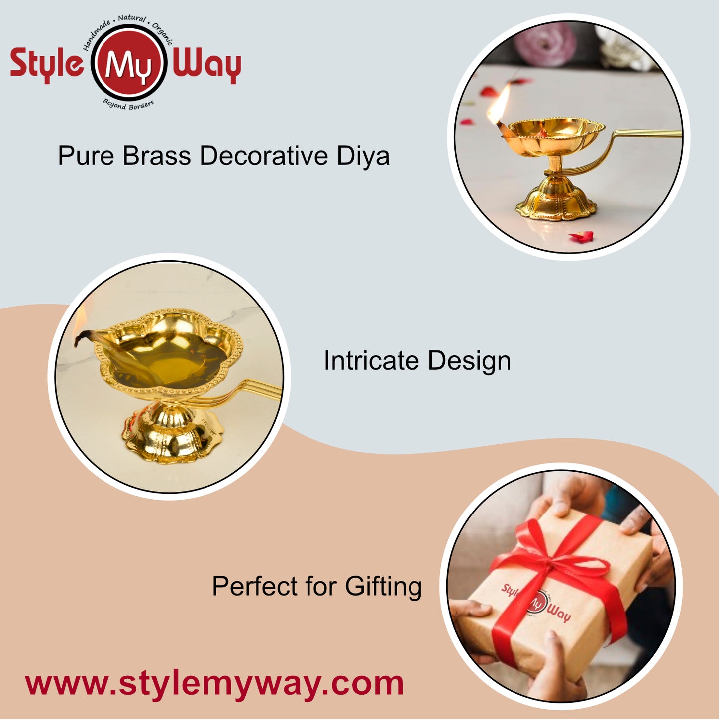 Brass Decorative Pooja Aarti Diya with Handle