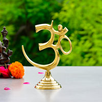 Brass Om Symbol Statue for Pooja Home, Temple, Office