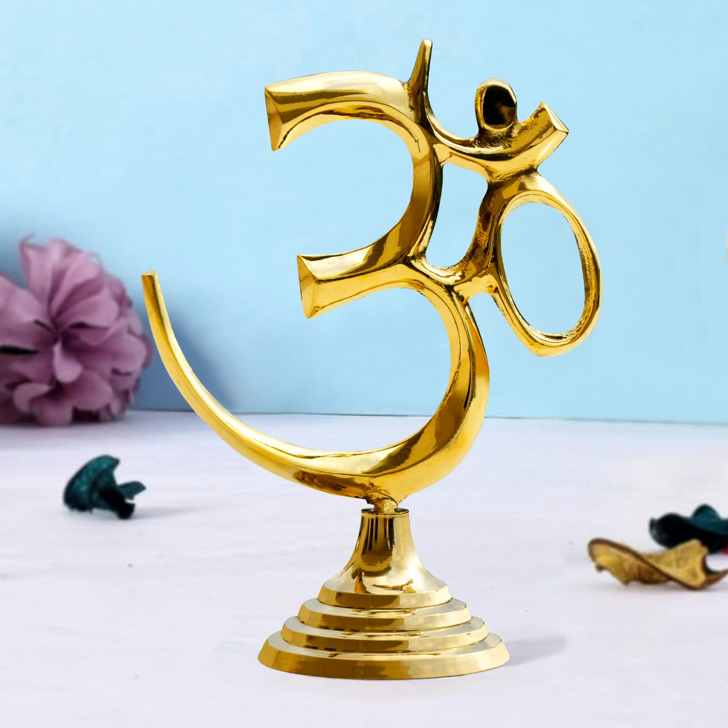 Brass Om Symbol Statue for Pooja Home, Temple, Office