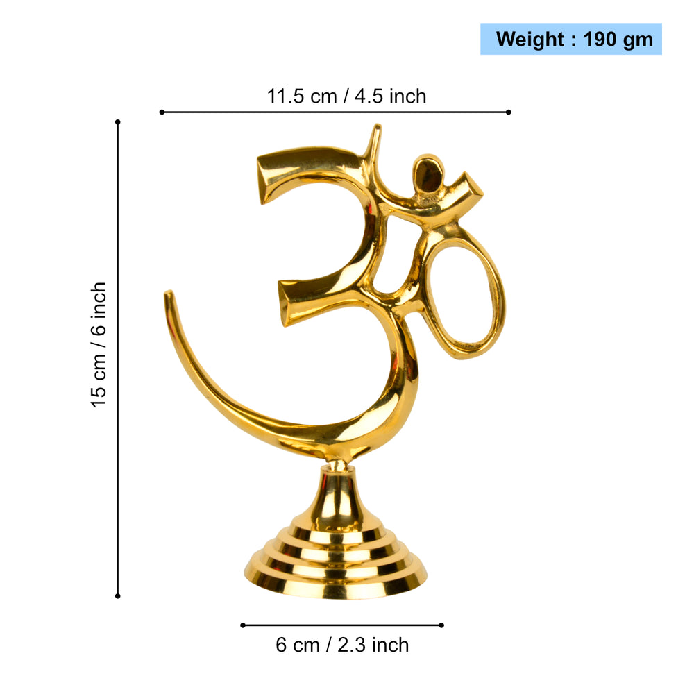 Brass Om Symbol Statue for Pooja Home, Temple, Office