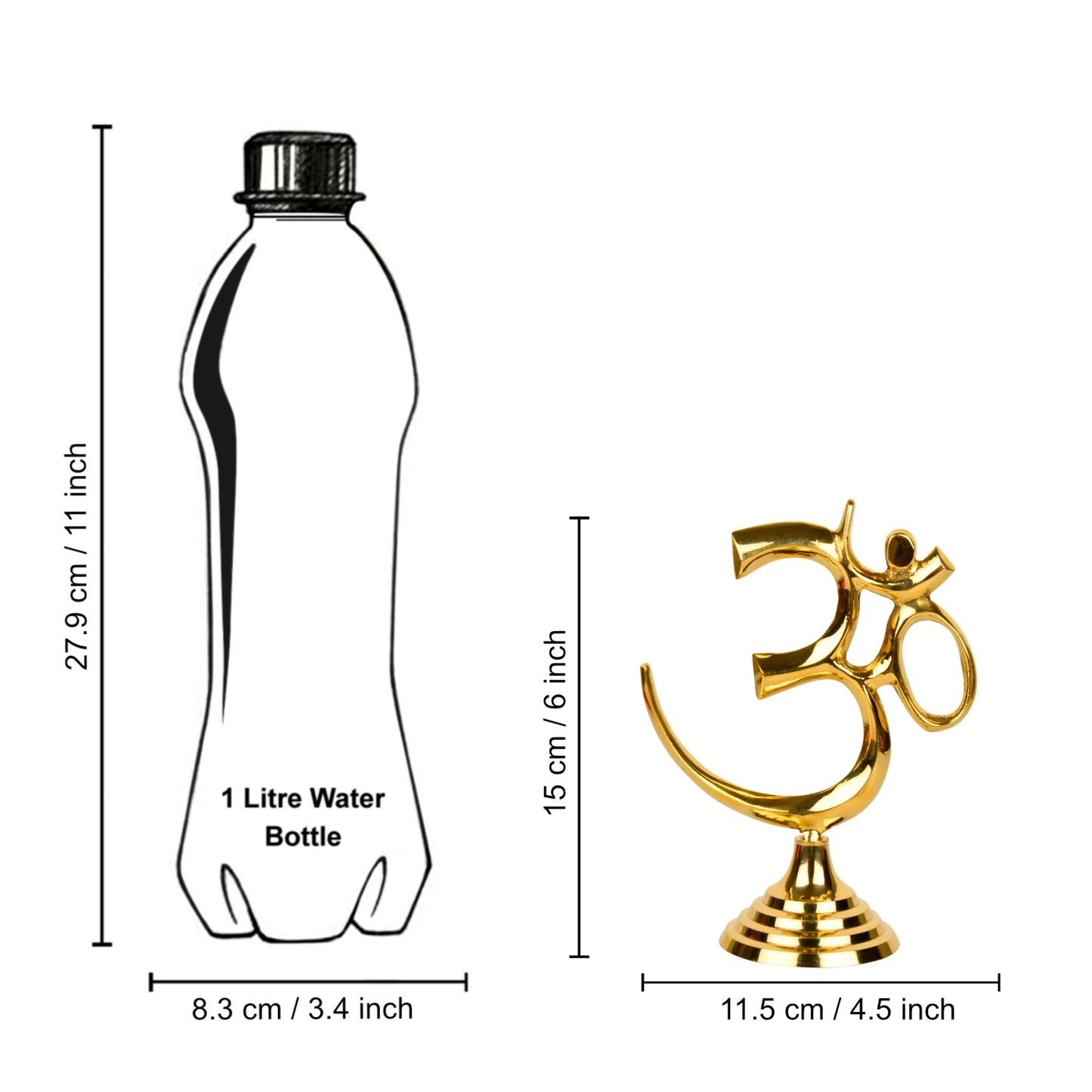 Brass Om Symbol Statue for Pooja Home, Temple, Office