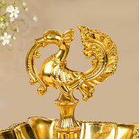 Premium Brass Dancing Peacock Panchmukhi Pooja Aarti Diya