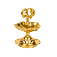 Premium Brass Dancing Peacock Panchmukhi Pooja Aarti Diya