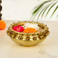 Handcrafted Premium Decorative Brass Urli / Bowl with Ghungroo (D - 15 cm)