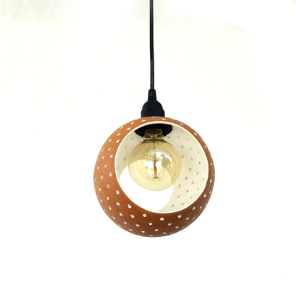 Handcrafted terracotta GLO XL 2 Slice Ceiling Light