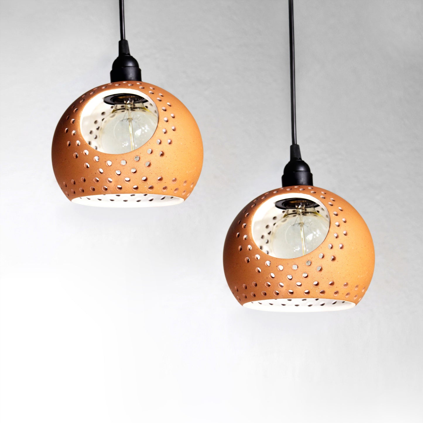 Handcrafted terracotta GLO XL 3 Slice Ceiling Light