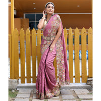 Apeksha Lavender Silk Handwork Saree