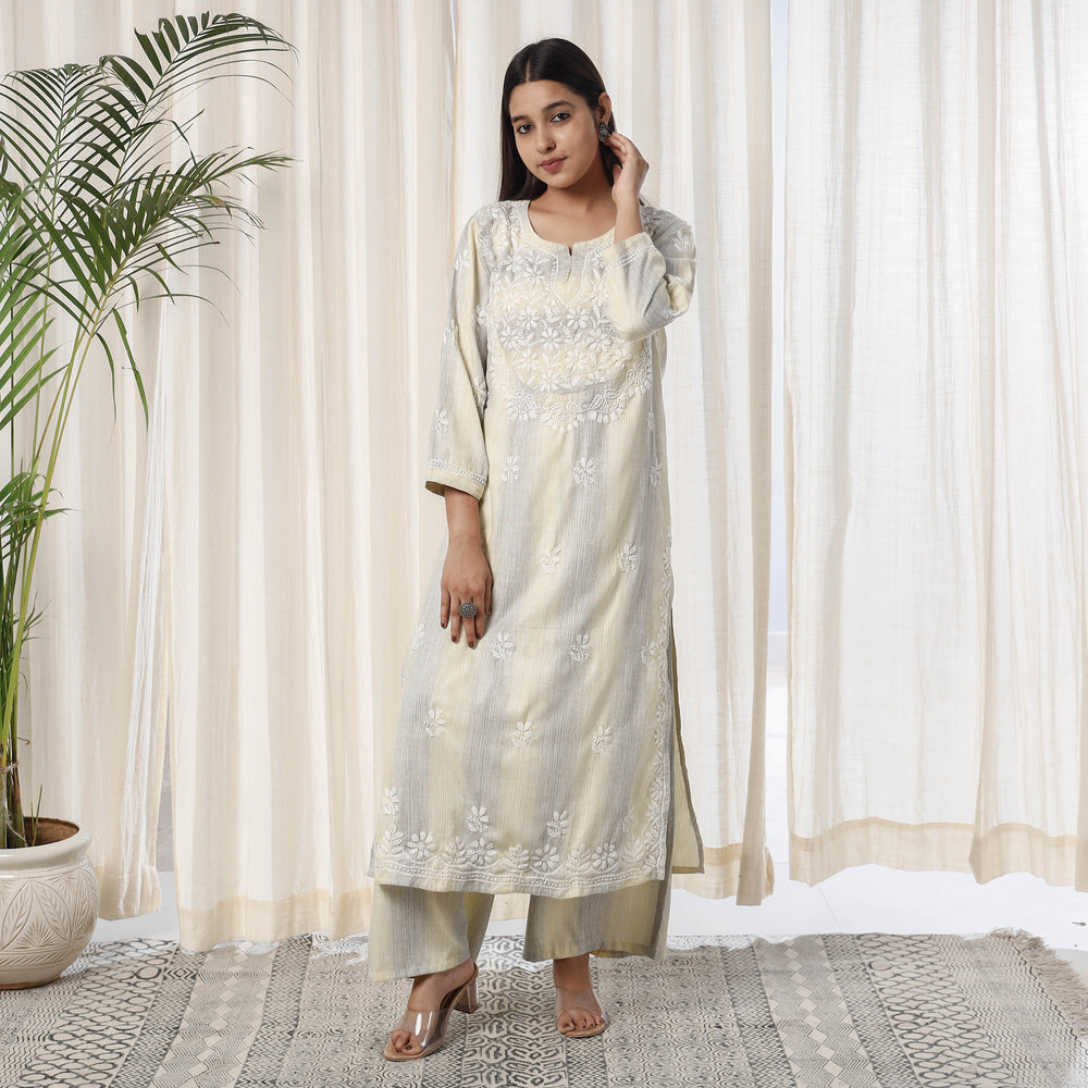 Chikankari Embroidery Kurta with Pant Set
