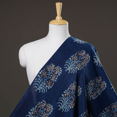 Blue - Nandana Hand Block Printed Cotton Fabric