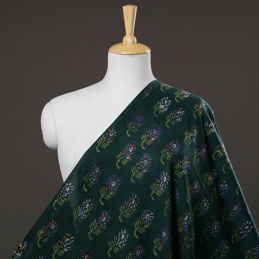 Green - Nandana Hand Block Printed Cotton Fabric
