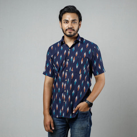 Buy Pochampally Ikat Weave Cotton Men Half Sleeve Shirt Online at iTokri.com