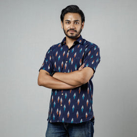 Buy Pochampally Ikat Weave Cotton Men Half Sleeve Shirt Online at iTokri.com