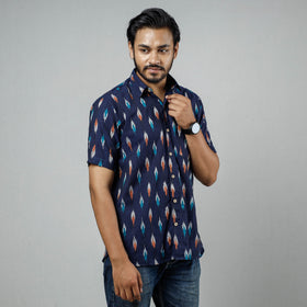 Buy Pochampally Ikat Weave Cotton Men Half Sleeve Shirt Online at iTokri.com