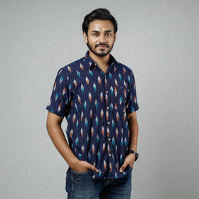 Buy Pochampally Ikat Weave Cotton Men Half Sleeve Shirt Online at iTokri.com