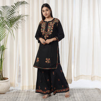 Chikankari Embroidery Cotton Kurta with Sharara Set
