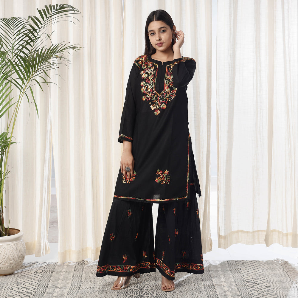 Chikankari Embroidery Cotton Kurta with Sharara Set
