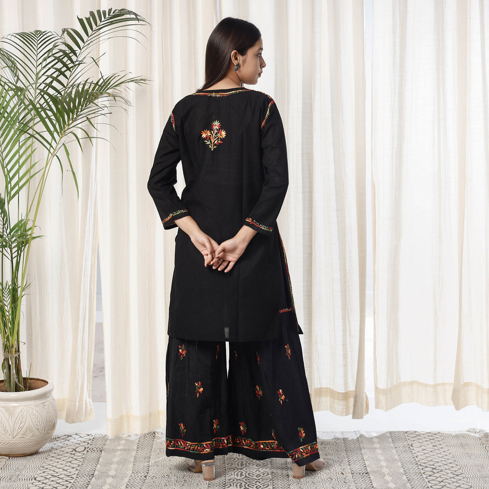 Chikankari Embroidery Cotton Kurta with Sharara Set
