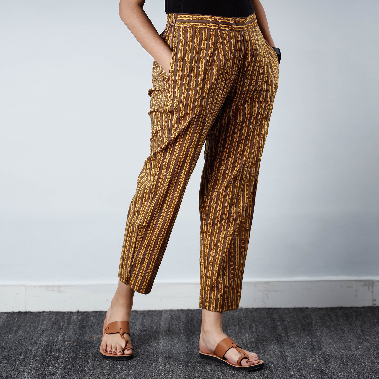 Brown - Jaipur Printed Cotton Pant