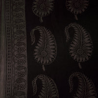 Black - Bagh Hand Block Printed Cotton Fabric