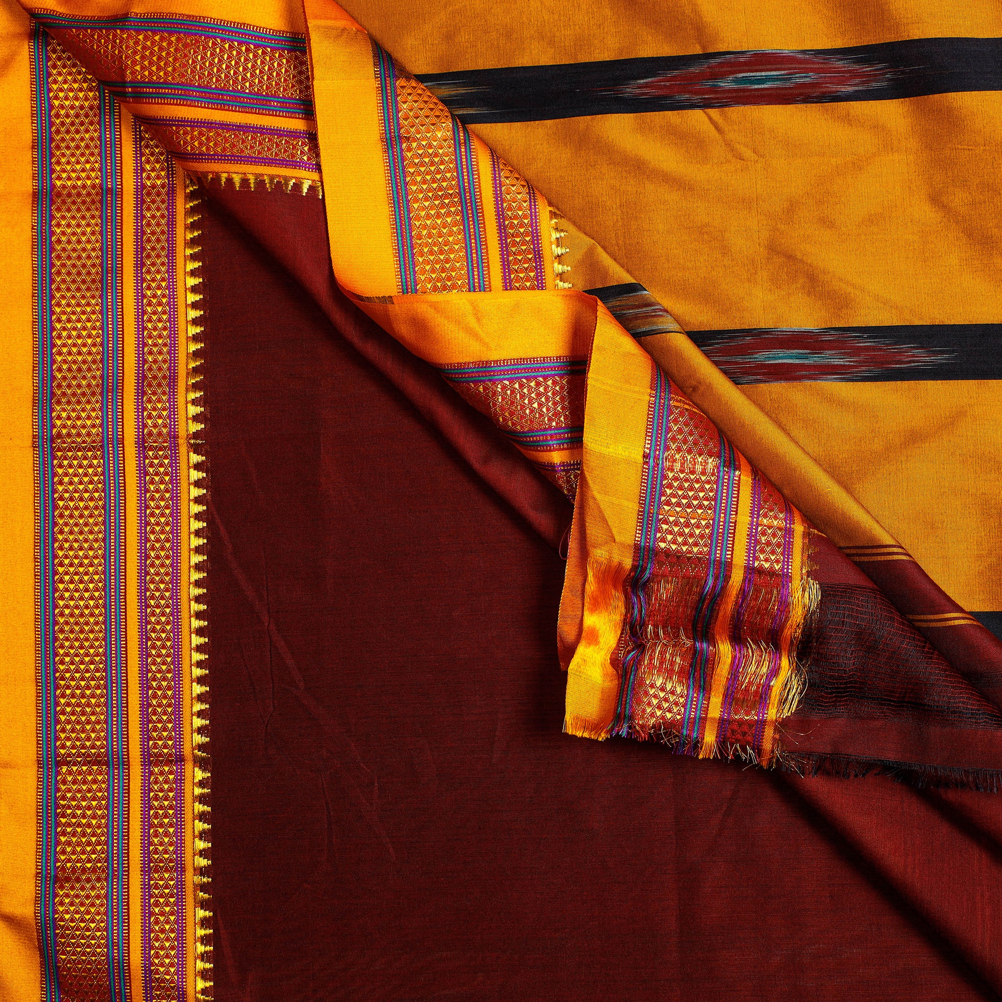 ILKAL HANDLOOM SILK COTTON PLAIN CHIKKI BORDER SAREE (Light Weight) -  Silkal.in