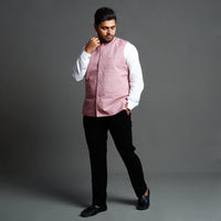 Pastel Purple - Running Stitch Cotton Nehru Jacket