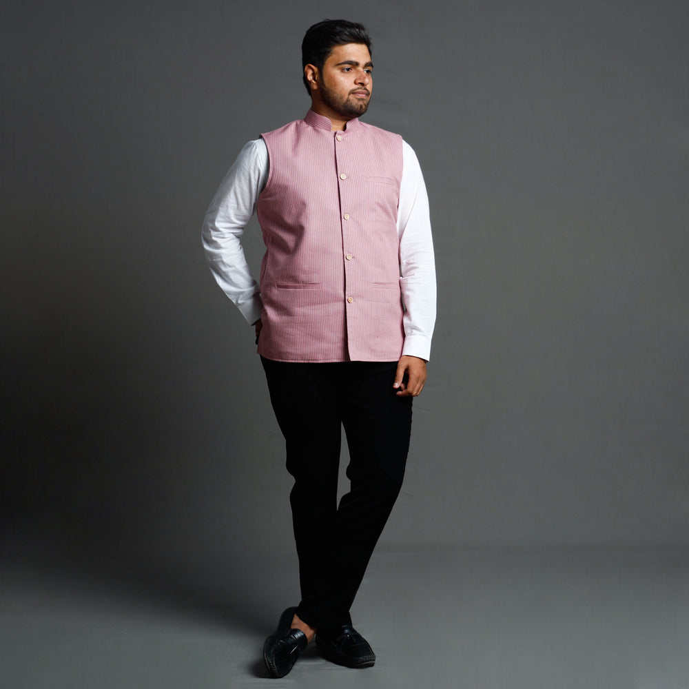 Pastel Purple - Running Stitch Cotton Nehru Jacket