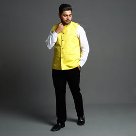 Buy Running Stitch Pure Cotton Men Nehru Jacket 18 Online at iTokri.com