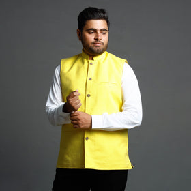 Buy Running Stitch Pure Cotton Men Nehru Jacket 18 Online at iTokri.com