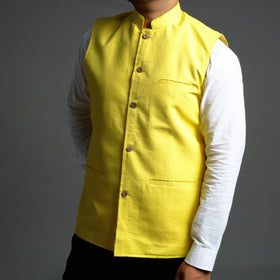 Buy Running Stitch Pure Cotton Men Nehru Jacket 18 Online at iTokri.com