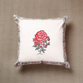 Buy Rose Block Print Cotton Sanganeri Cushion Cover