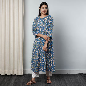 Buy Sanganeri Block Printed Cotton Long Kurta Online l iTokri.com