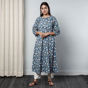 Buy Sanganeri Block Printed Cotton Long Kurta Online l iTokri.com