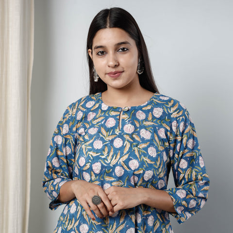 Buy Sanganeri Block Printed Cotton Long Kurta Online l iTokri.com