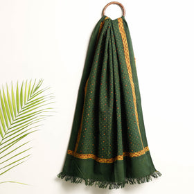 Green Akola Block Printed Pure Handloom Cotton Towel 