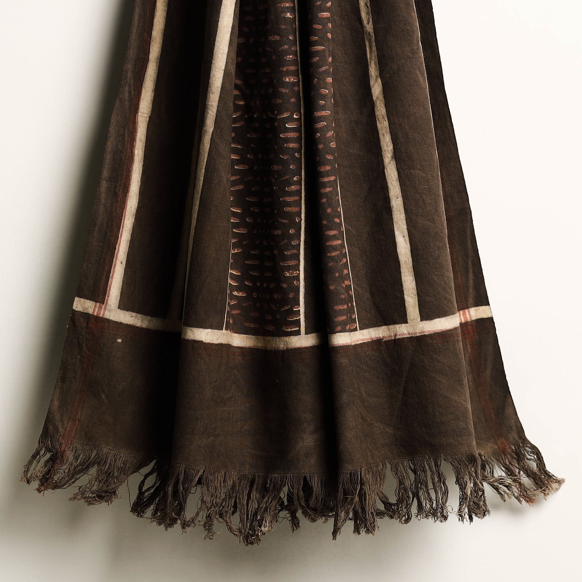 Brown Akola Block Printed Pure Handloom Cotton Towel 