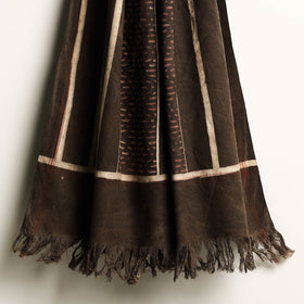 Brown Akola Block Printed Pure Handloom Cotton Towel 