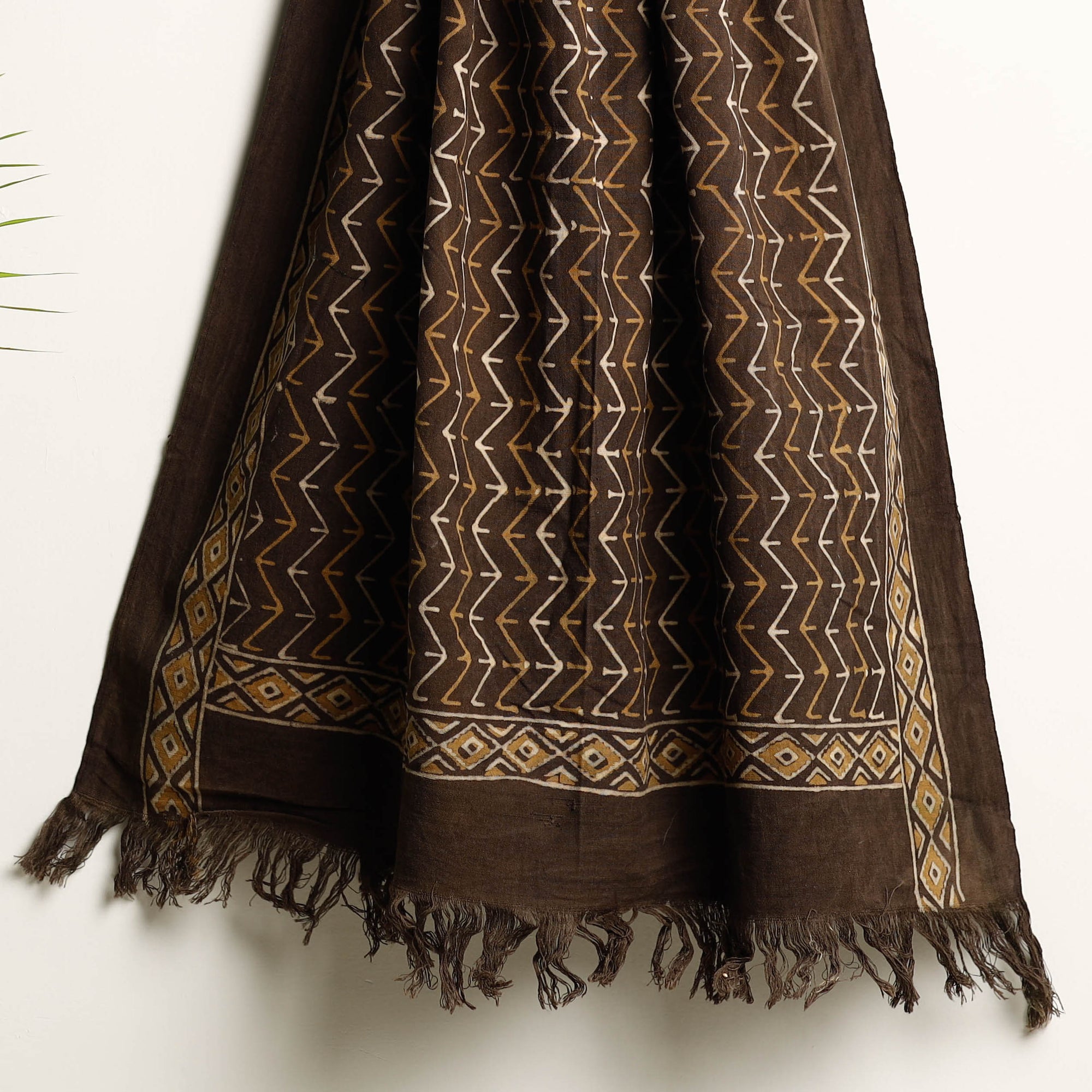 Brown Akola Block Printed Pure Handloom Cotton Towel 
