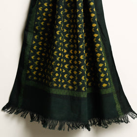 Green Akola Block Printed Pure Handloom Cotton Towel 