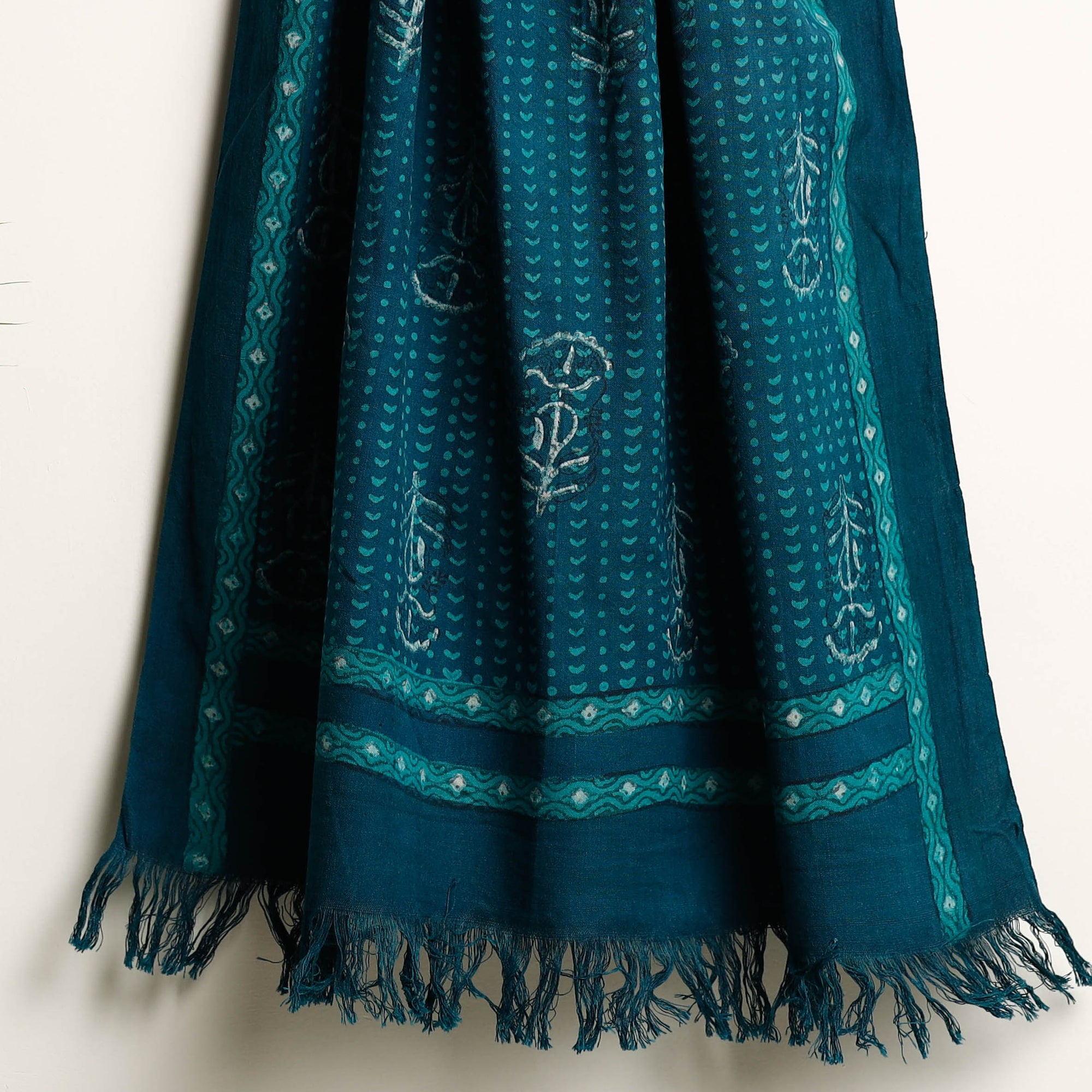 Green Akola Block Printed Pure Handloom Cotton Towel 