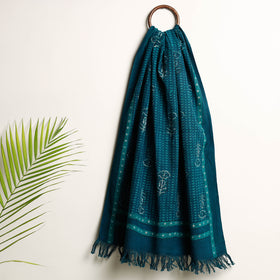 Green Akola Block Printed Pure Handloom Cotton Towel 