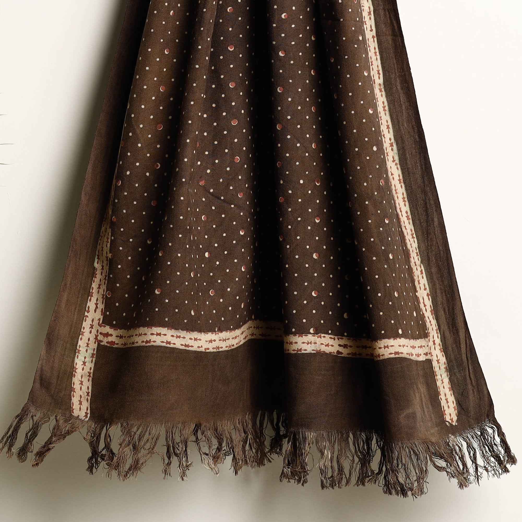 Brown Akola Block Printed Pure Handloom Cotton Towel 