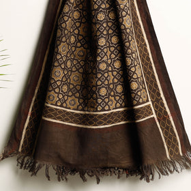 Brown Akola Block Printed Pure Handloom Cotton Towel 