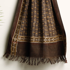 Brown Akola Block Printed Pure Handloom Cotton Towel 