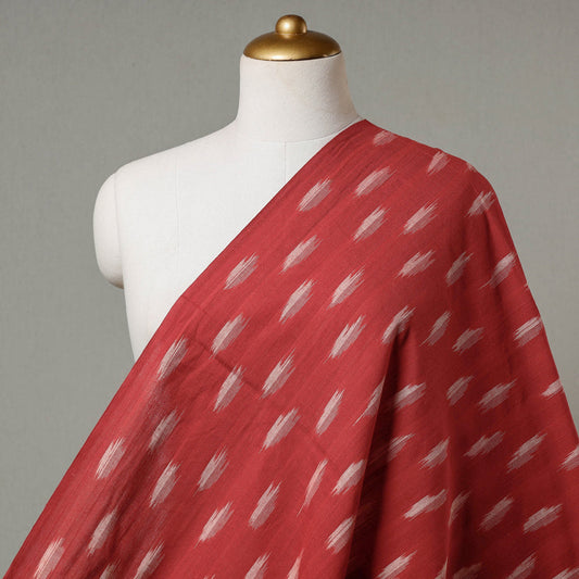 Red with White Pochampally Ikat Cotton Fabric