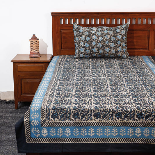 Multicolor - Pipad Block Printed Cotton Single Bed Cover with Pillow Covers (90 x 60 in)