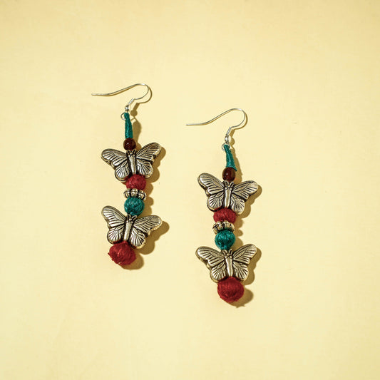 Handcrafted Patwa Threadwork Earrings with Metal Beads