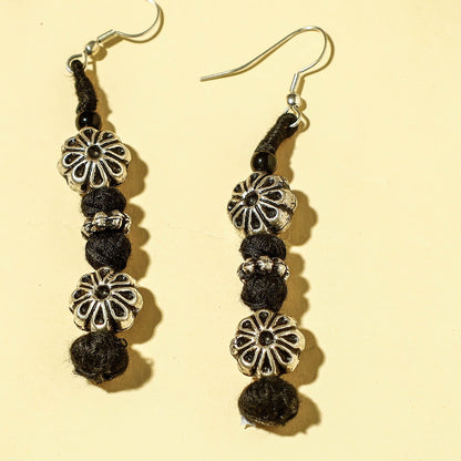 Handcrafted Patwa Threadwork Earrings with Metal Beads