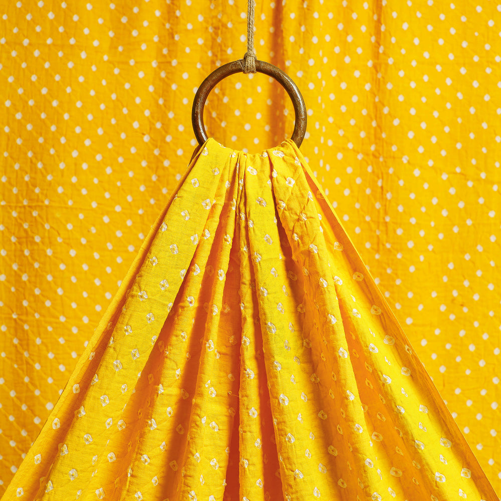 Mustard Yellow - Kutch Tie-Dye Mul Cotton Bandhani Fabric 09