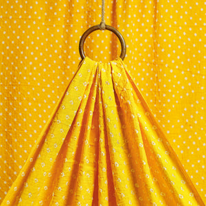 Yellow - Mustard Kutch Bandhani Tie-Dye Mul Cotton Fabric 06